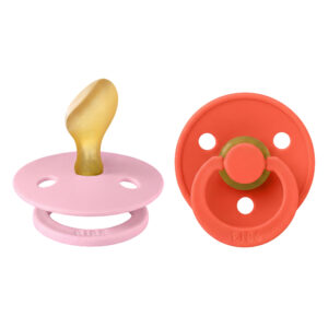 BIBS Colour anatomické cumlíky z prírodného kaučuku 2 ks - veľkosť 2 - Baby Pink / Tango