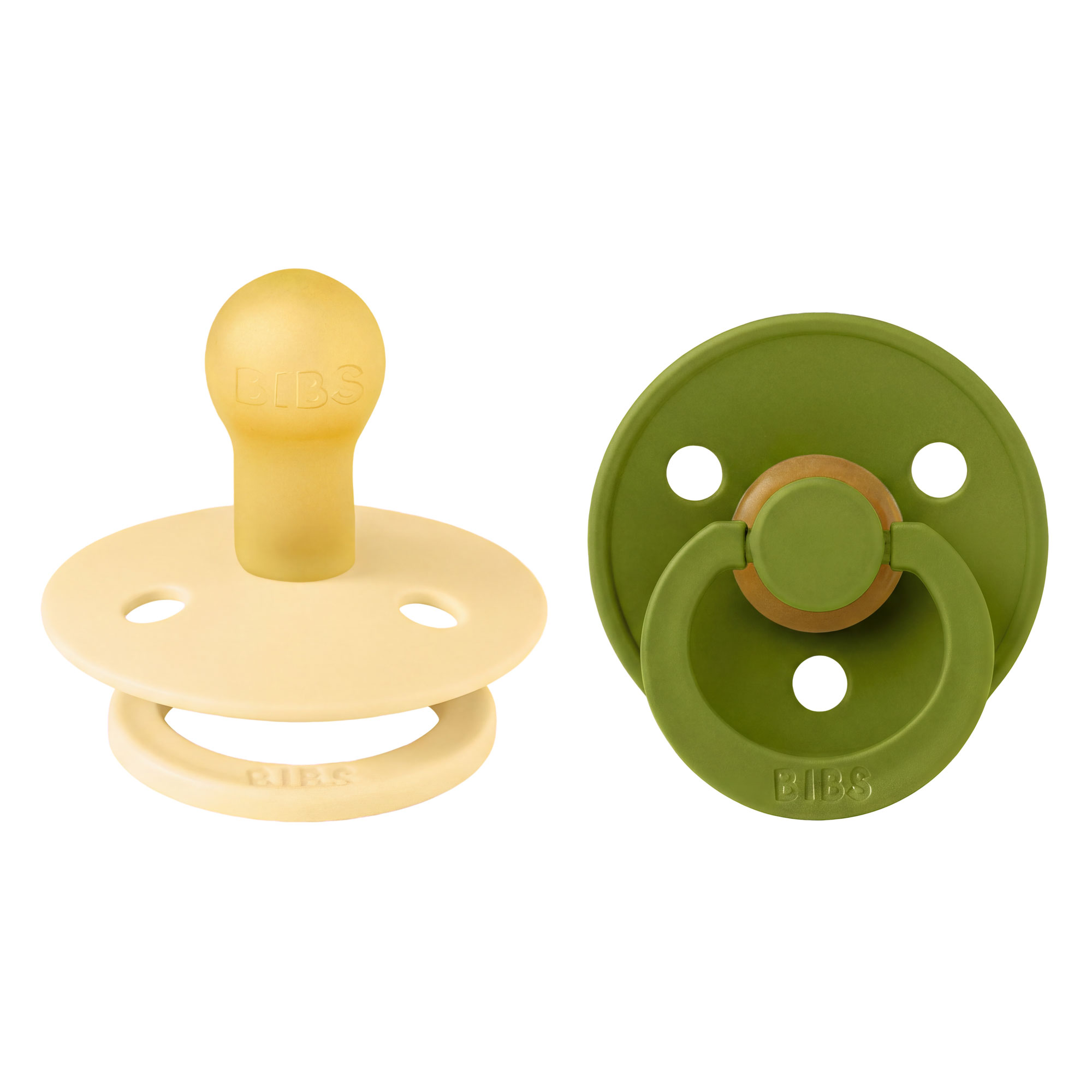 BIBS Colour cumlíky z prírodného kaučuku 2ks - veľkosť 1 - Pale Butter / Wasabi