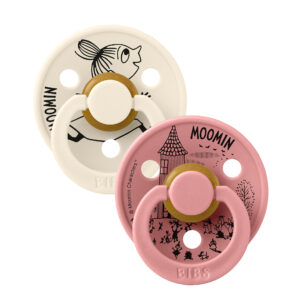 BIBS x Moomin Colour cumlíky z prírodného kaučuku 2ks - veľkosť 2 - Little My Ivory / Dusty Pink