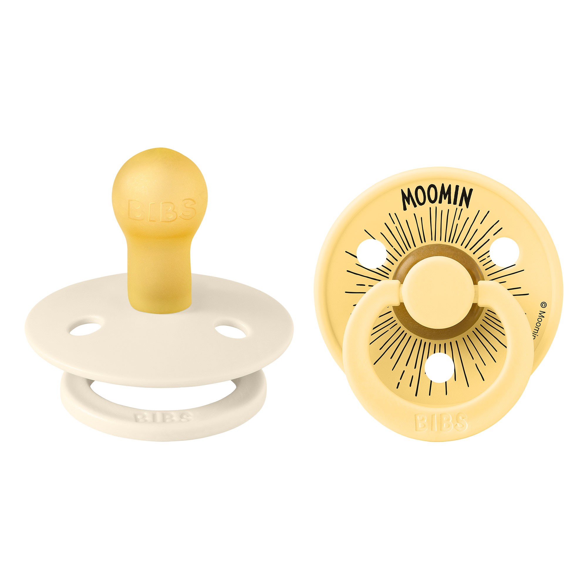 BIBS x Moomin Colour cumlíky z prírodného kaučuku 2ks - veľkosť 1 - Moomintroll Ivory / Pale Butter – Obrázok 2