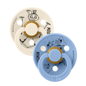 BIBS x Moomin Colour cumlíky z prírodného kaučuku 2ks - veľkosť 2 - Mymble Ivory / Sky Blue