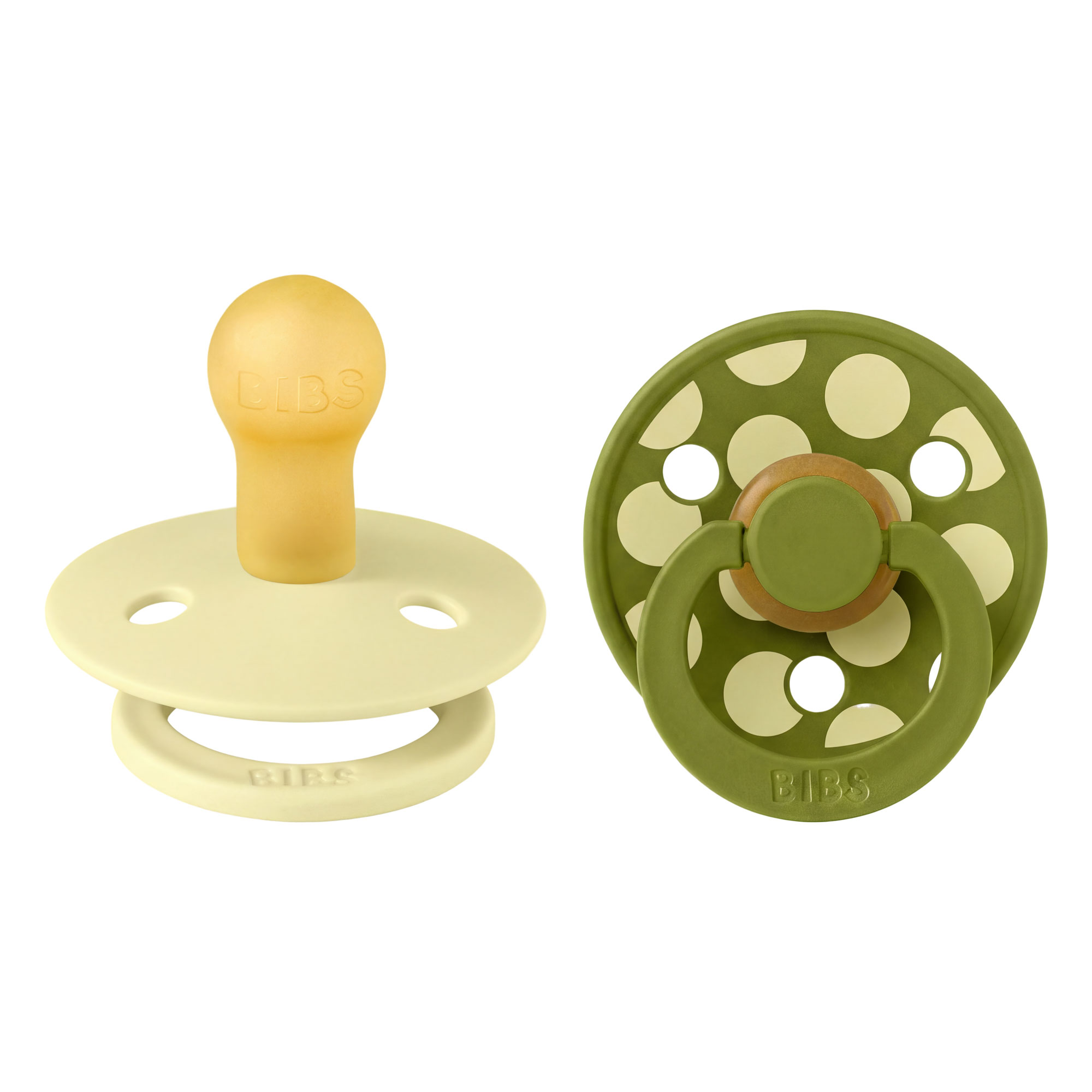 BIBS STUDIO Colour Polka cumlíky z prírodného kaučuku 2ks - veľkosť 2 - Luna / Wasabi – Obrázok 2