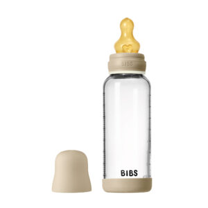BIBS nočná antikoliková sklenená fľaša s kaučukovým cumlíkom 240ml - Vanilla