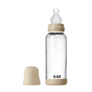 BIBS nočná antikoliková sklenená fľaša so silikónovým cumlíkom 240ml - Vanilla